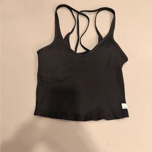 Vuori Black Ribbed Crop Top